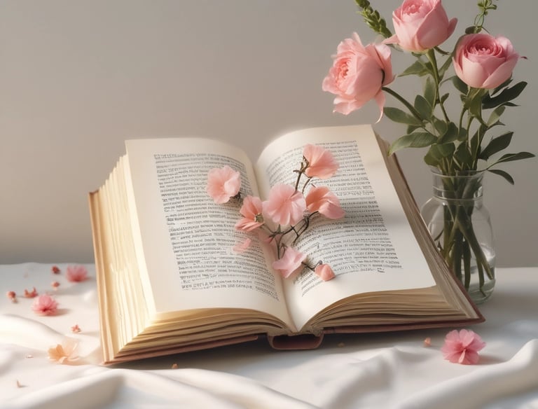 A cozy workspace with a laptop open to an e-book about emotional healing.