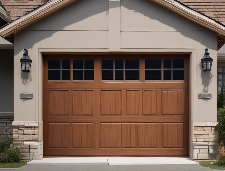 Close-up of a garage door opener remote control in hand.