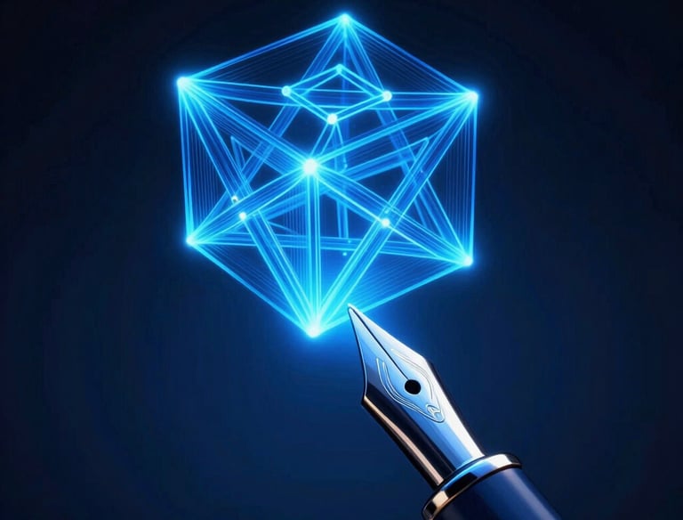 Abstract digital currency networks glowing softly in emerald and gold hues on a blurred finance center backdrop.