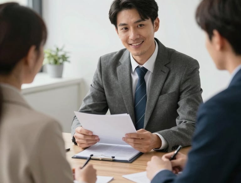 Calm office space where a client discusses financial options with an advisor.
