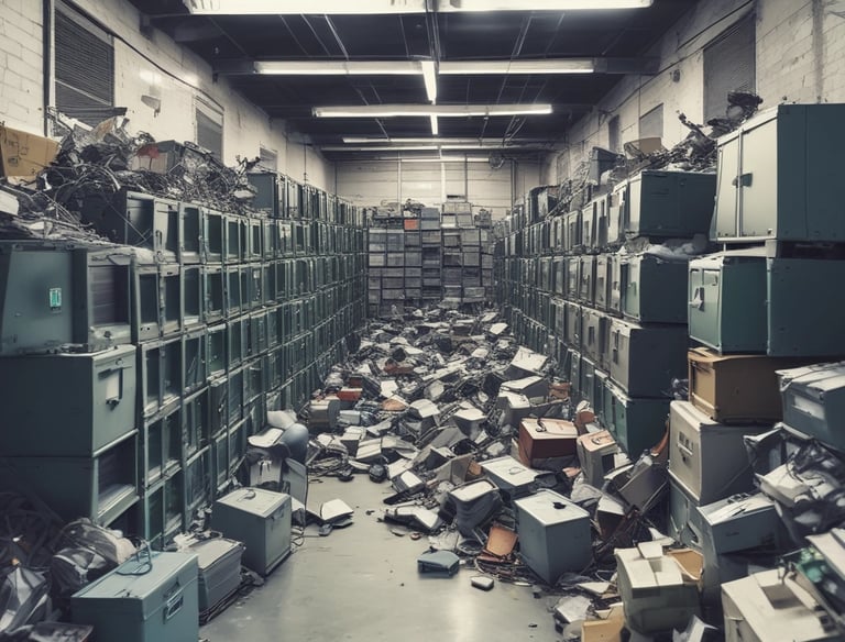 a man riding a skateboard down a street next to tall buildings