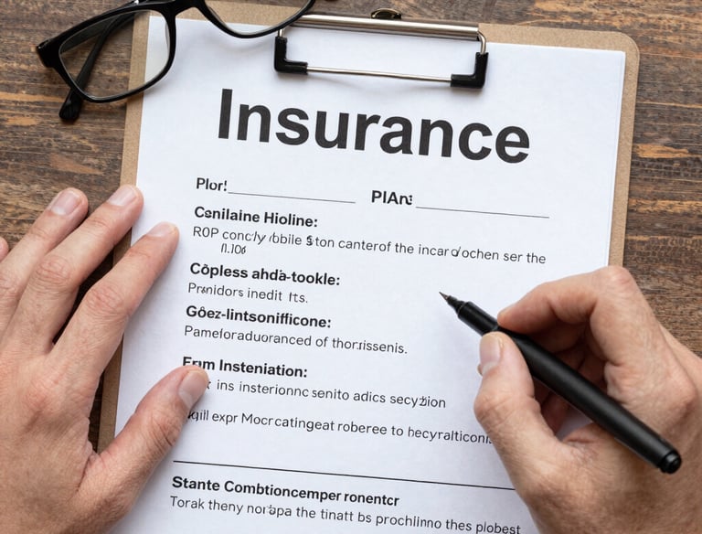 A friendly agent discussing health and life insurance options with a client in a bright office.