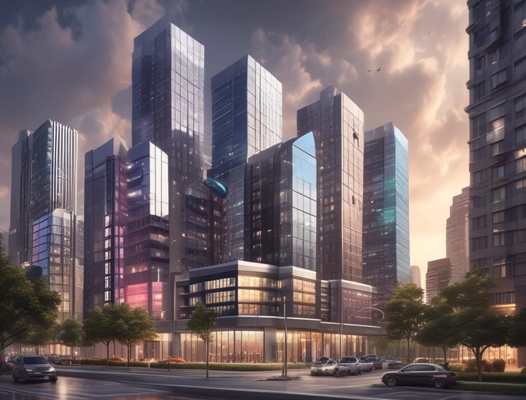 A real estate agent showing a family a cozy home with a 'For Sale' sign.