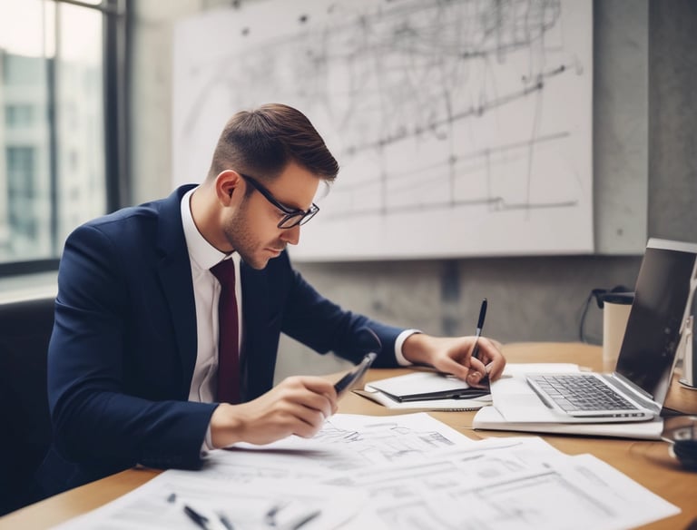 A 3D illustration featuring a series of shopping-related elements such as a shopping basket, a target, a lightbulb, a paper bag, and various charts or graphs. These objects are positioned on a dark green stepped platform, suggesting elements of business and marketing.