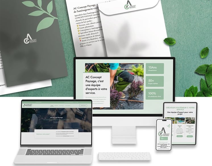 Maquette identité visuelle et supports print AC Concept Paysage – BenRaff Studio