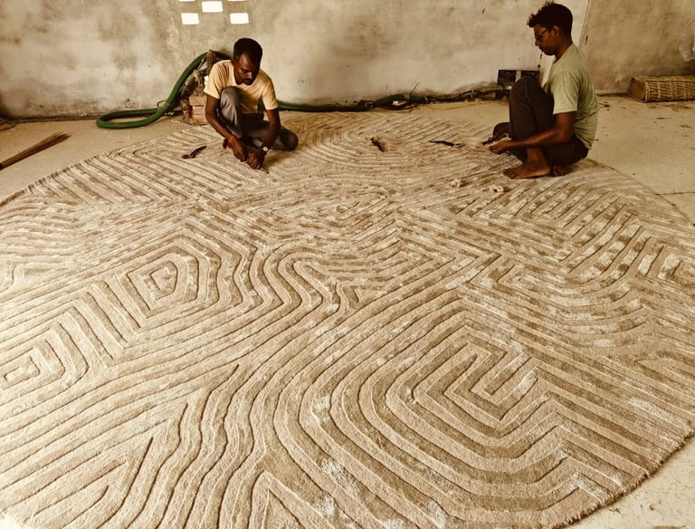 Minimalist modern rug design by Rasida Creation, handmade with care