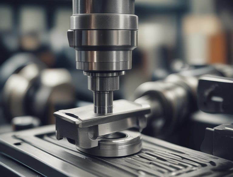 Long metal pipes and beams create a complex industrial structure, casting intricate shadows on the ground. The setting appears to be part of a manufacturing or processing plant with visible cables and conduits.