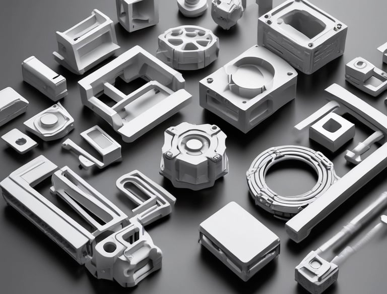 Several 3D printers are lined up on a wooden table, each actively engaged in printing blue cylindrical objects. The machines appear modern, with visible wiring and components, and the work environment suggests a focus on technology and innovation.