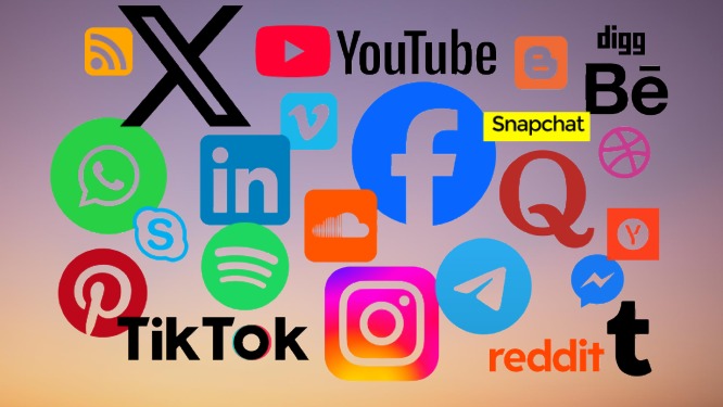 a group of social media and social media logos and icons