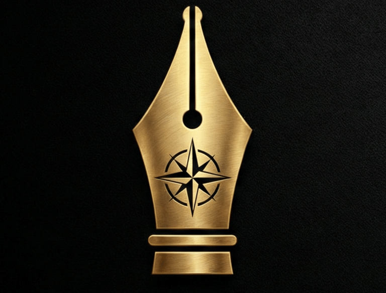 Gold fountain pen nib icon representing manual calculation and hand-verified accuracy in numerology