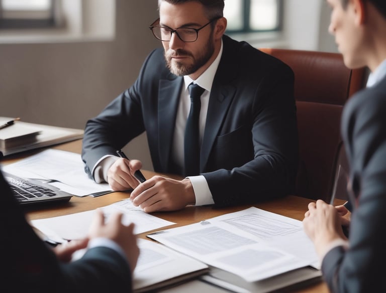 A professional lawyer providing legal advice to a client.