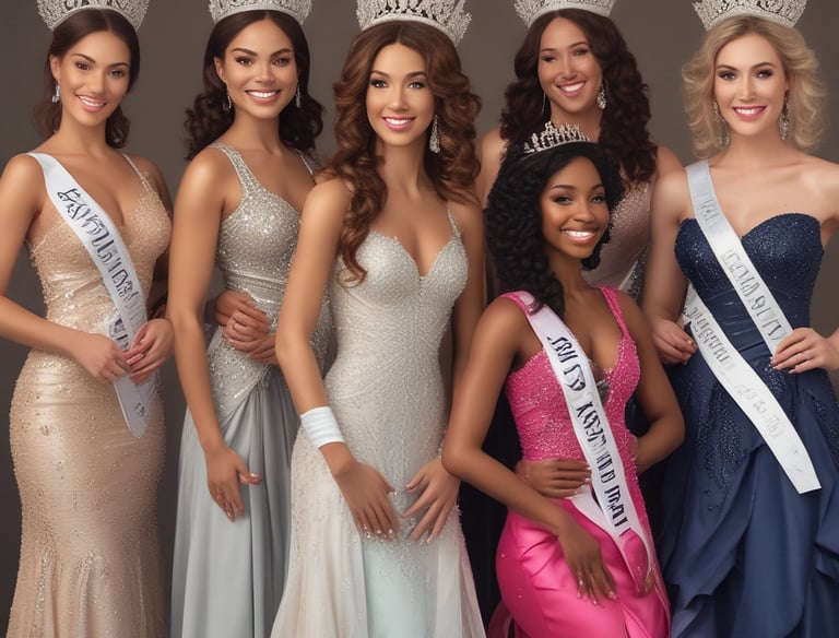 A modern beauty pageant scene showcasing empowered married women.