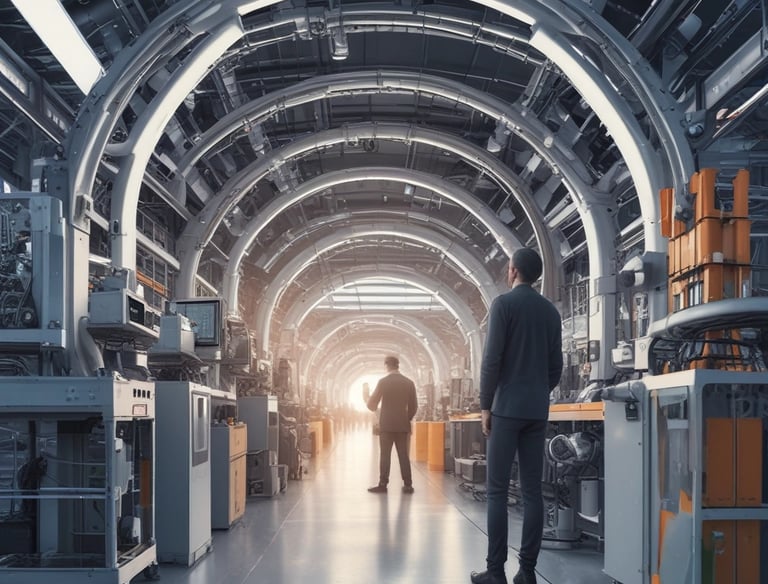 A modern office setup featuring multiple screens showing integrated tech solutions.