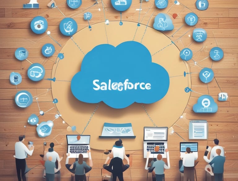 A dimly lit room features a prominent illuminated sign displaying the words 'Sysco LABS.' Below the sign are office desks with various electronic devices, including laptops and cables. The lighting creates a cool and professional atmosphere.