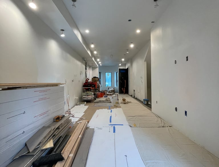 a room with a lot of construction materials and a lot of construction materials