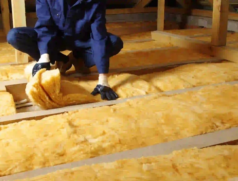 Dakdekker plaatst isolatiematerialen