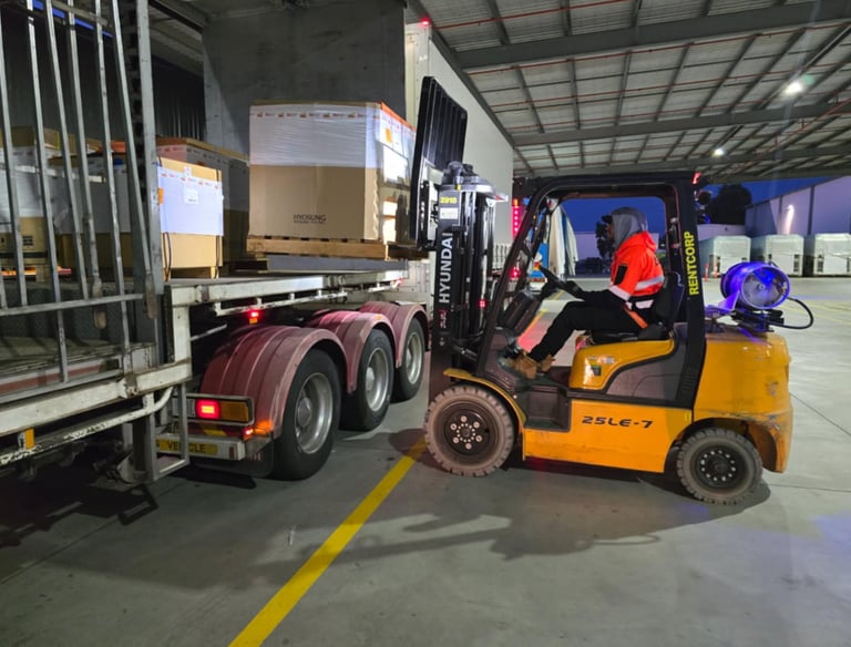 Unloading freight with a forklift