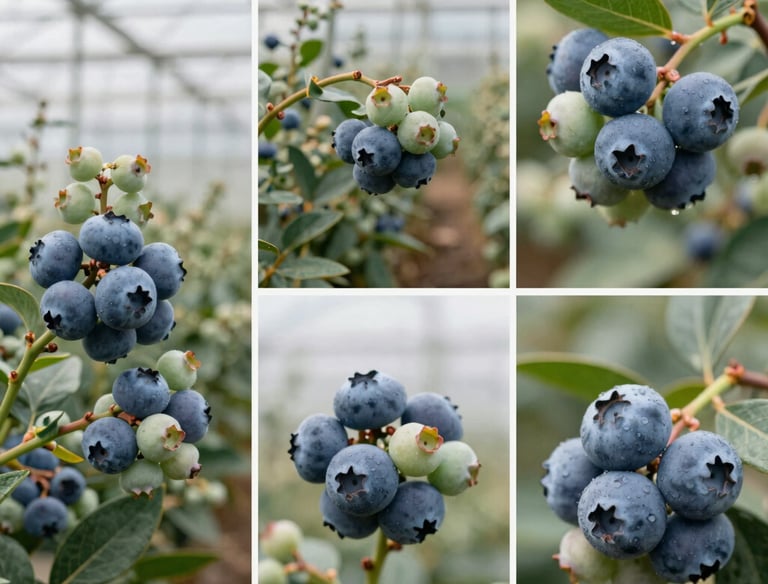 Fresh ripe berries being carefully harvested by a farmer’s hands.