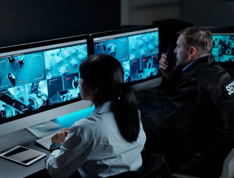 Office lobby under 24/7 watch by Remote CCTV UK cameras to prevent unauthorized building access.