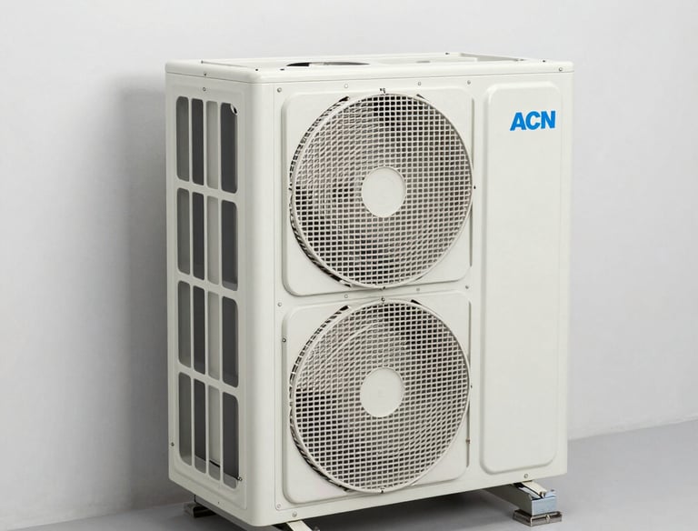 Modern air conditioning unit being serviced on a sunny Nashville rooftop.