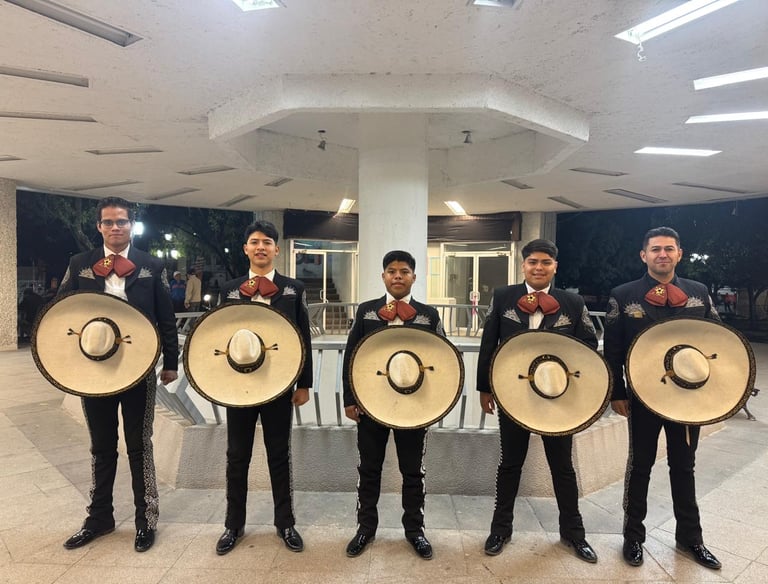 a group of men in suits and ties holding megaphones