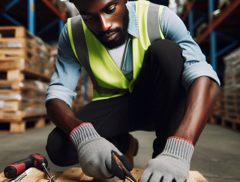 man refurbishing pallets