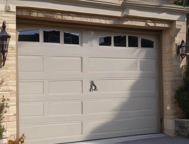 A technician repairing a garage door.