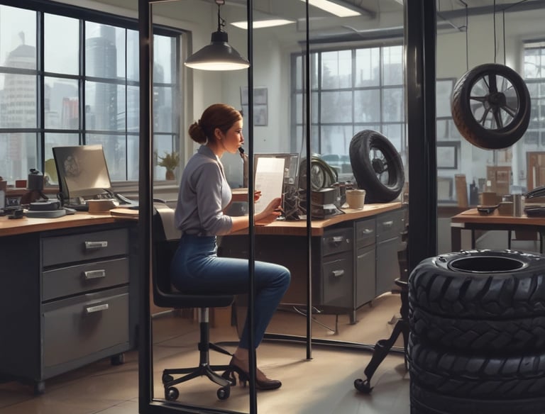 A variety of tires displayed in a showroom.