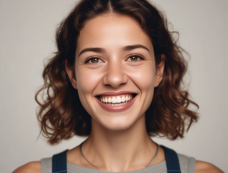 A dental professional in a blue uniform and mask is attending to a patient in a dental chair. The dentist is using dental equipment under a bright examination light, while the room has a calm ambiance with pastel-colored walls.