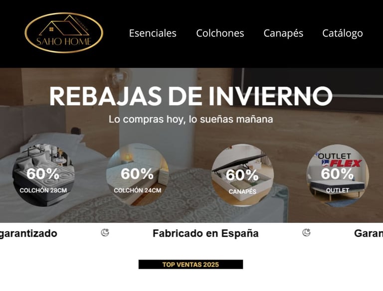 Ejemplo de diseño web profesional y personalizado para tienda de productos del hogar.