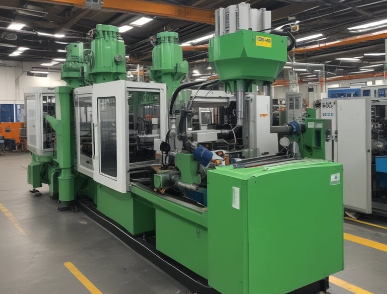 A person wearing a white apron and blue gloves pours a white liquid substance from a measuring cup into a tall boot-shaped mold. The setting appears to be an art or craft studio, with other tools and materials visible in the background.