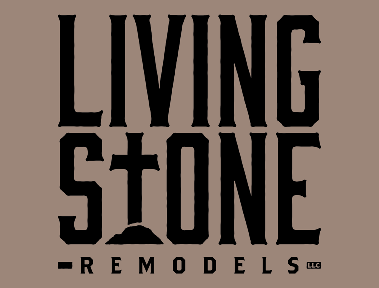 tan and black version of living stone remodels logo Colorado Springs.