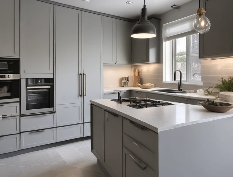 Electrician installing sleek wiring in a bright office space.