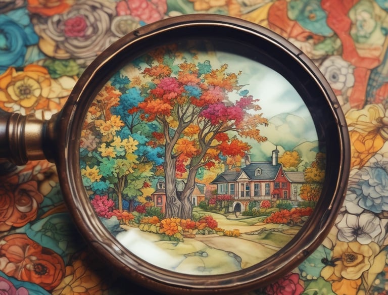 A night scene featuring an ornate street lamp with three glowing bulbs. The lamp is positioned in front of an arched structure that has several small lanterns affixed to it. Palm fronds are visible at the top, suggesting an outdoor setting with a tropical ambiance.