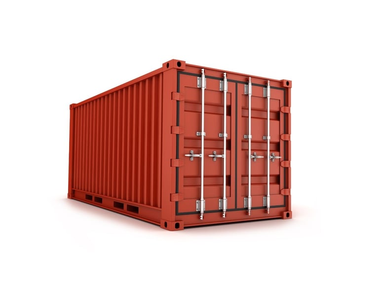 a red container container sitting on top of a white surface