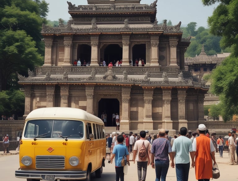 Interior view of a spacious tempo traveller.