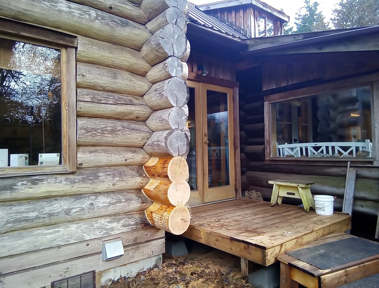Loghouse being restored in 