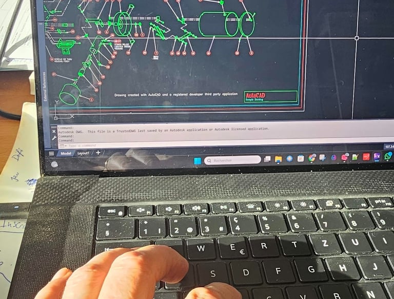 a person's hand on a laptop computer screen