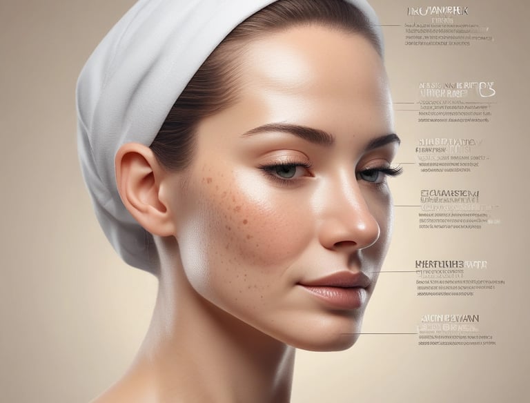 A person lies on a medical bed, wearing a surgical cap and having their skin treated with a metal instrument by a professional in gloves. The atmosphere is clinical and focused on skincare.