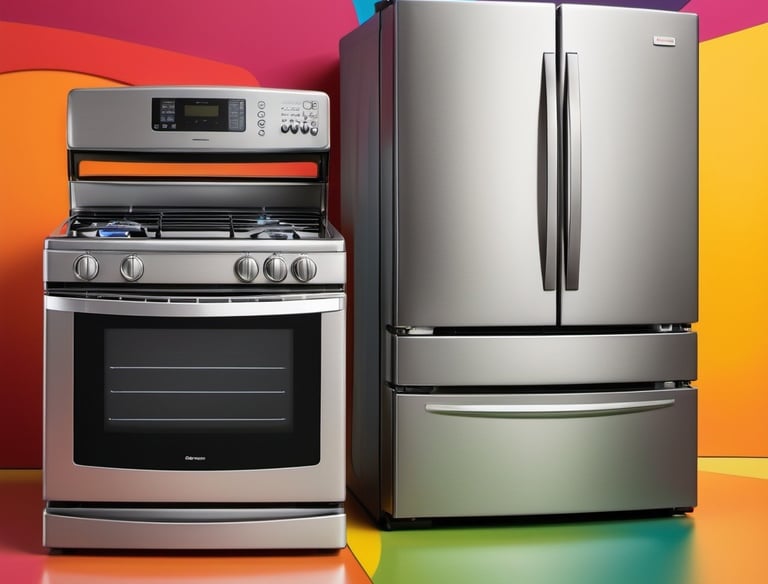 Home appliances - Refrigerator and Stove.