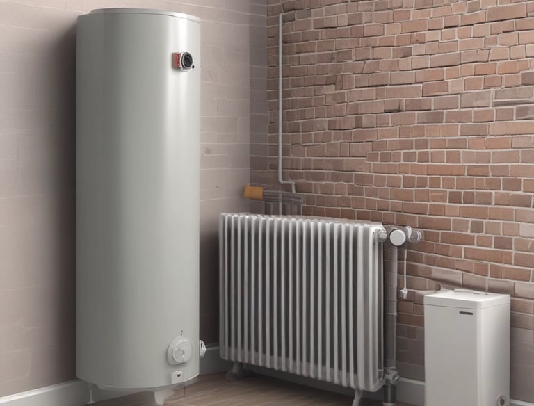 a water heater in a room with a heater