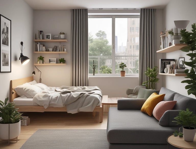 Contemporary office space with large windows and modern design.