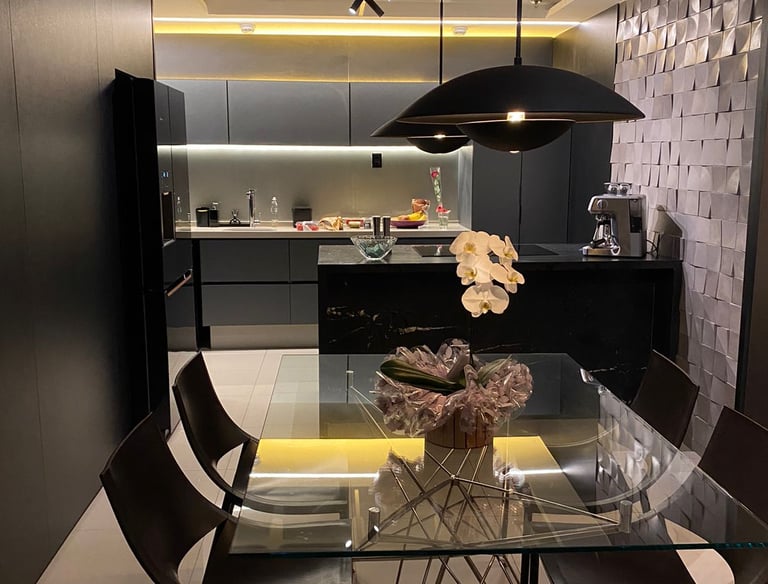 apartamento integrado com equipamentos sofisticados