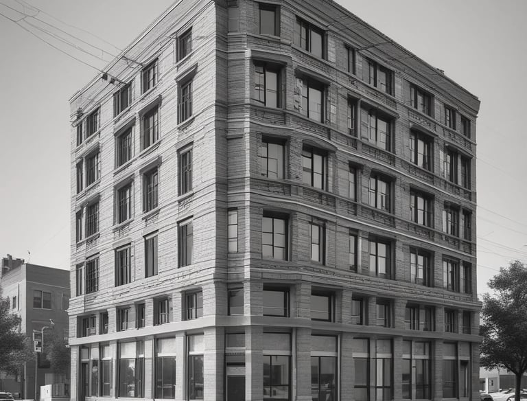 A yellow sign with bold black text in German promoting an agency located on a street. The background shows part of an urban setting with tables and chairs on a sidewalk.