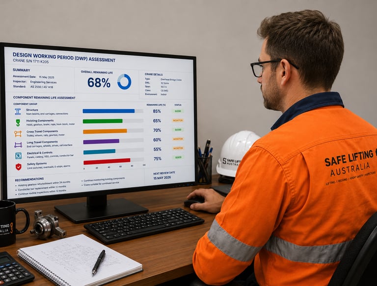 Safe Lifting australia engineer working on a crane design period assessment part of a third party