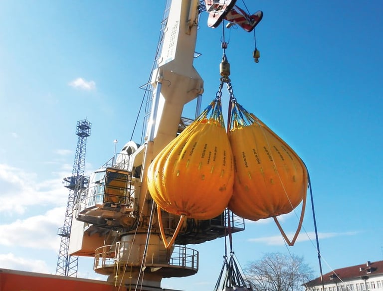 vessel crane undergoing a load test as part of an annual crane inspection and service