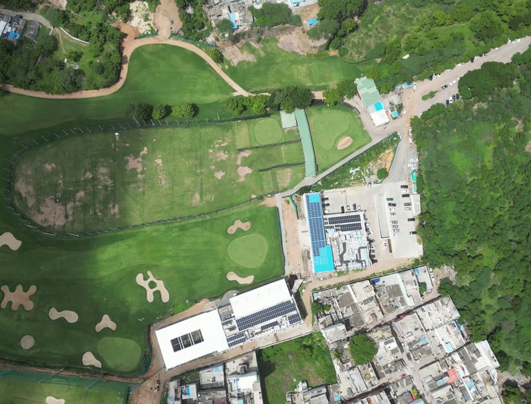 a golf course with a golf course and a course