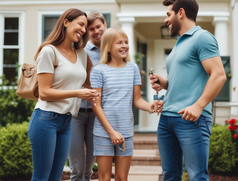 A team of real estate agents discussing property listings.