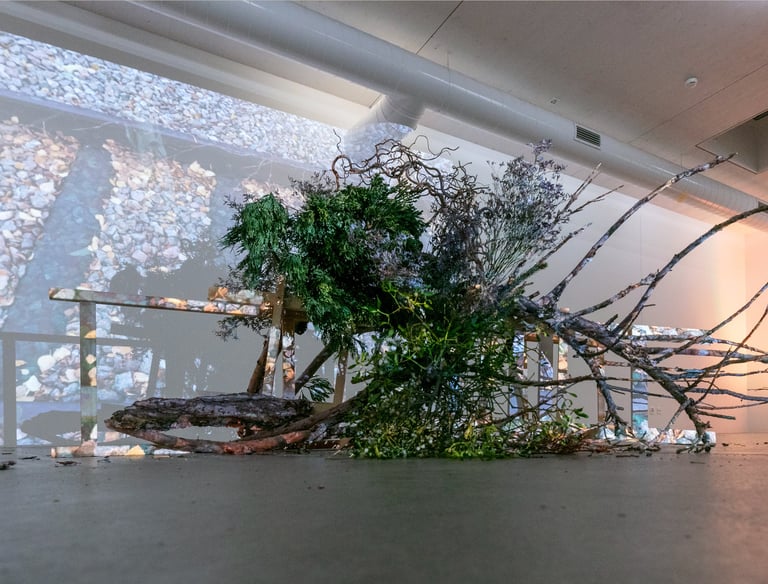 Hedy Leung's 'Sogetsu Ikebana 3 x 7 = 21' performance-installation at Atelier Mondial Basel