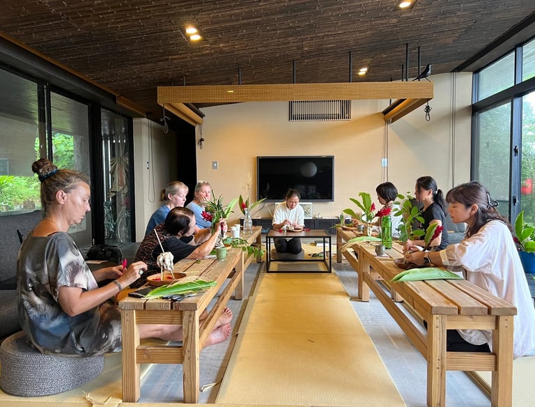 Participants engaging in a community workshop during the 'Starlit Ethnobotanical Wonders' project at Ma Umi Residencies